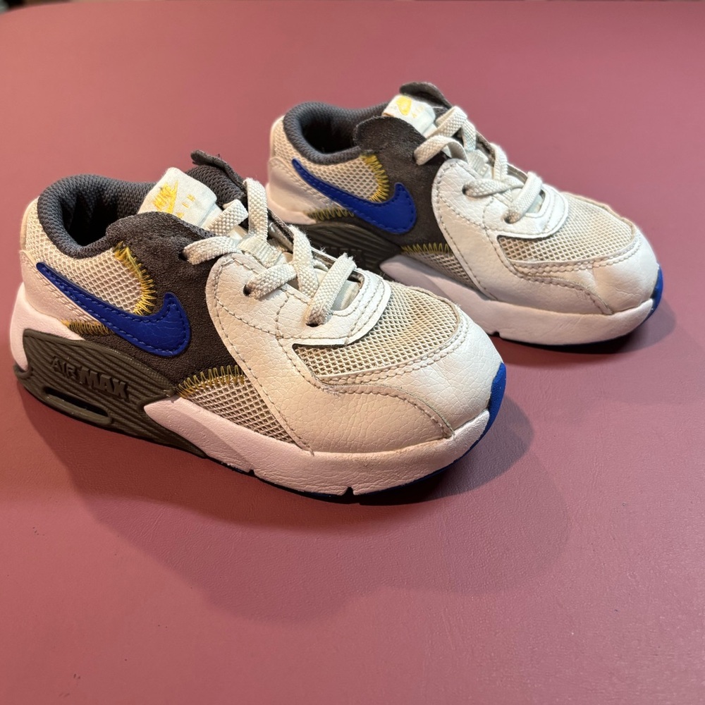 Nike Air‎ Max Exceed Toddle Boys Size 9c White Blue Gray Sneaker Shoes